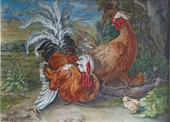 Birds in the park Schilderij, 17,7x24 in