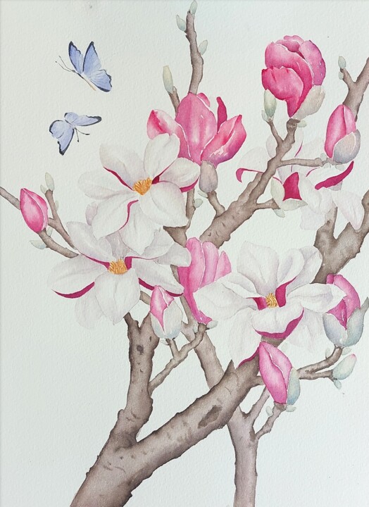 Magnolia #2 绘画, 12.2x9.1 in