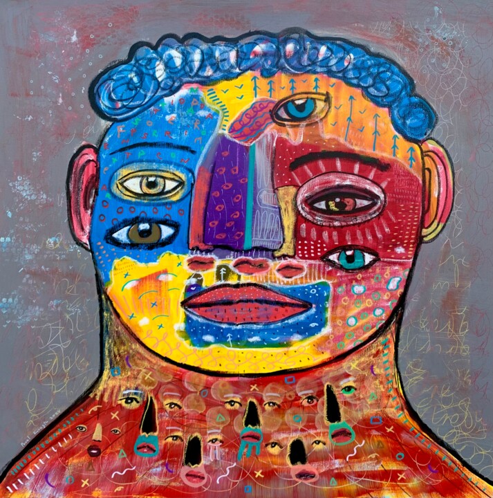 God Monster #3 绘画, 39.4x39.4 in