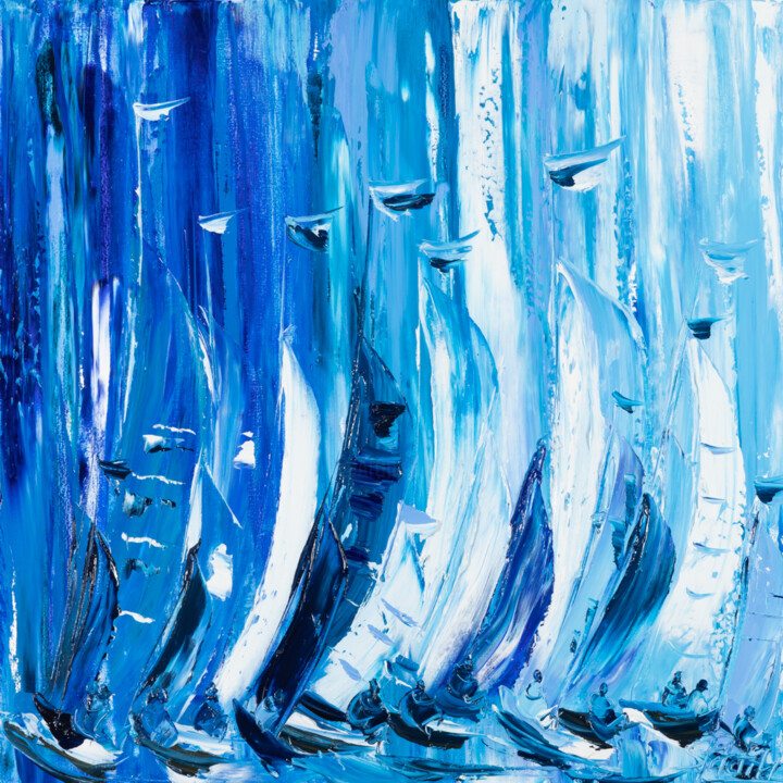 LES REGATES BLEUES 绘画, 27.6x27.6 in