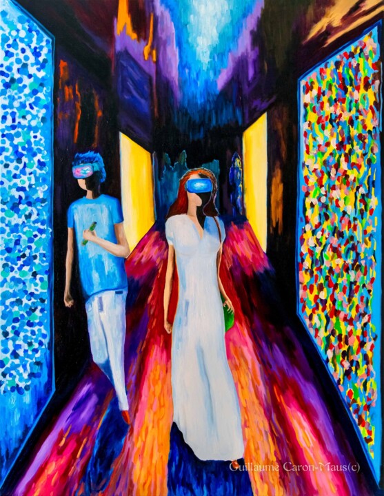 Peinture intitulée "Chemin Multicolore" par Guillaume Caron-Maus, Œuvre d'art originale, Huile
