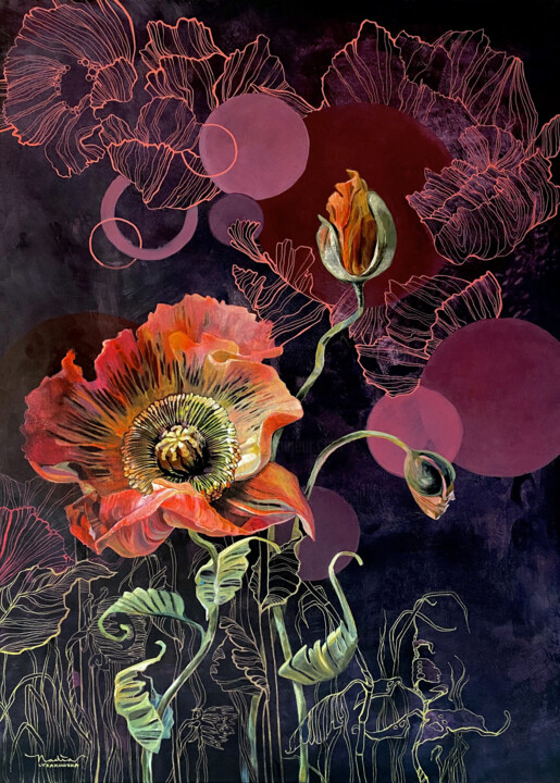 Papaver Somniferum 绘画, 39.4x27.6 in
