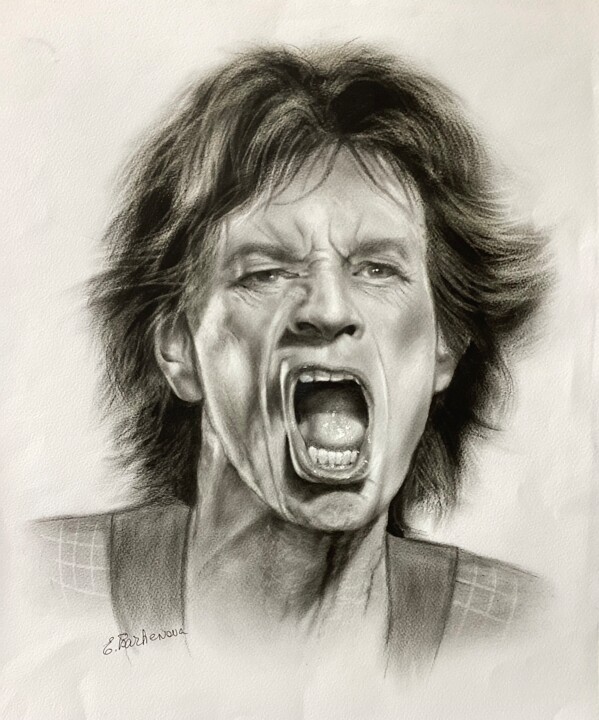 Mick Jagger 绘画, 18.9x16.5 in