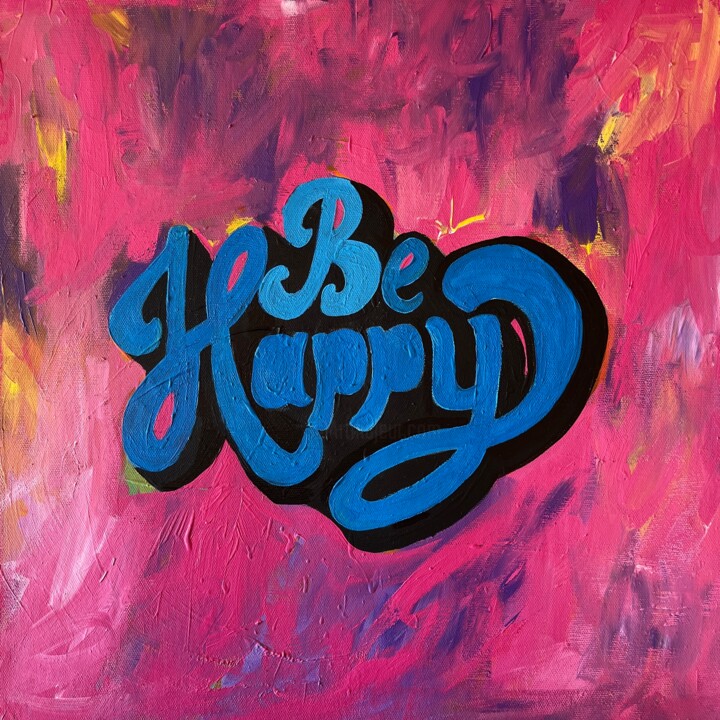 Painting titled "be happy" by Yağmur Turan, Original Artwork, Acrylic