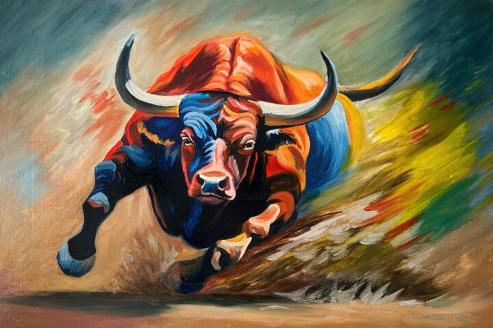 Bull 绘画, 15.8x23.6 in