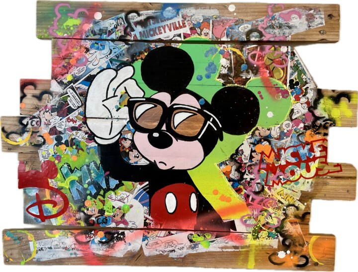 Pop ART Mickey lunette 绘画, 26.8x25.6 in