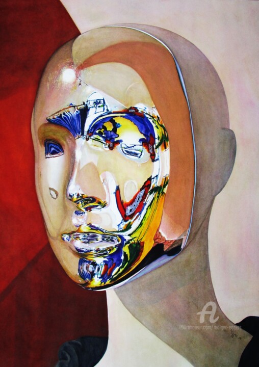Painting titled "ALEXA 29062" by Rüdiger Eggers, Original Artwork, Watercolor