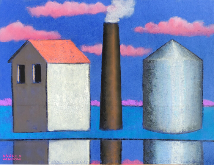 图画 标题为“Silent Landscape - 3” 由Andrea Vandoni, 原创艺术品, 粉彩 安装在纸板上