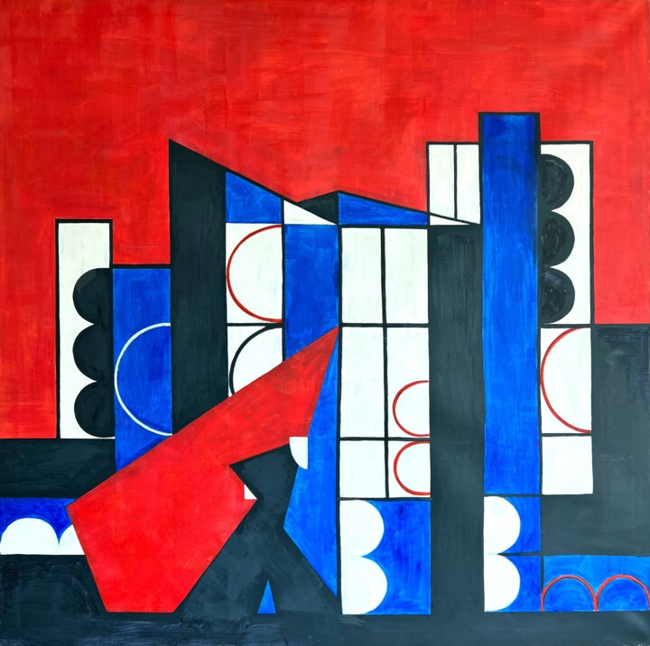 Red Sky 绘画, 70.9x70.9 in