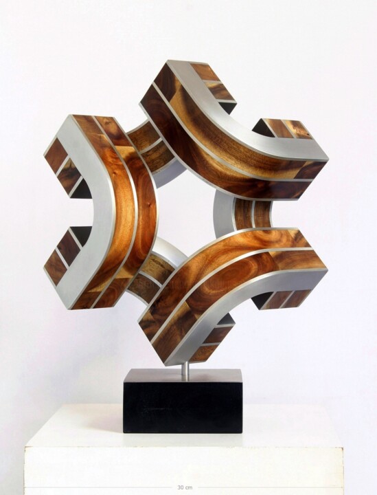 Sculpture titled "wogende Konstruktion" by Nikolaus Weiler, Original Artwork, Aluminium