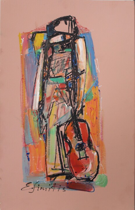 Guitarist of love 绘画, 16.1x10.2 in