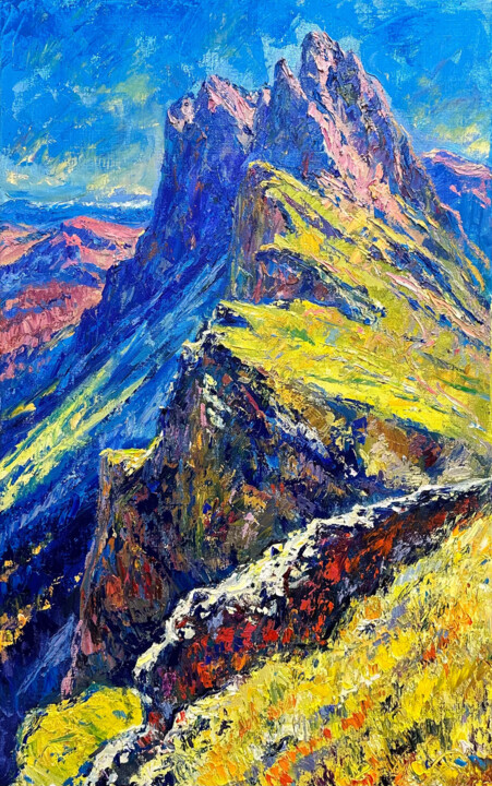 Malarstwo zatytułowany „Dolomite Alps, Ital…” autorstwa Andrey Chebotaru, Oryginalna praca, Olej