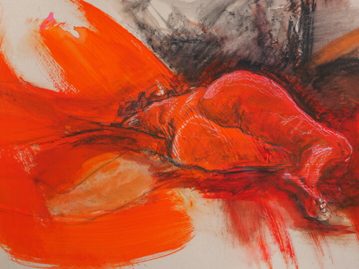 Femme Orange 绘画, 7.9x11.8 in