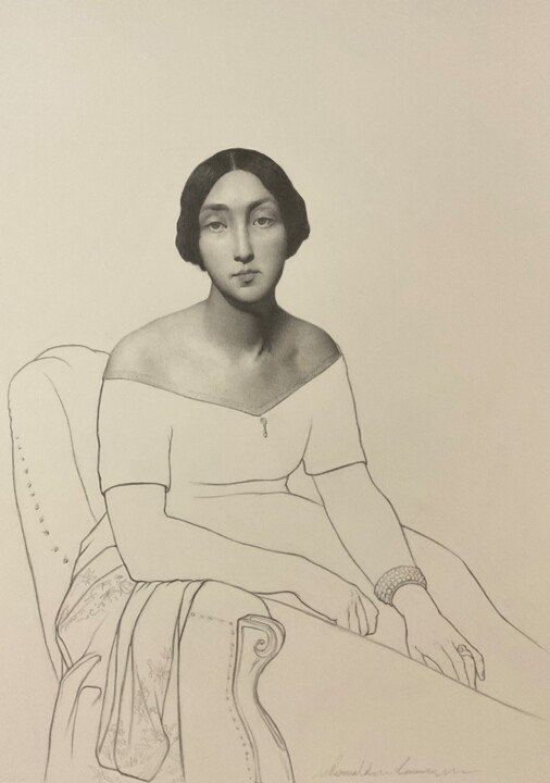 Copie de maître d'après une peinture d'Hippolyte Flandrin Рисунок, 16,5x11,8 in