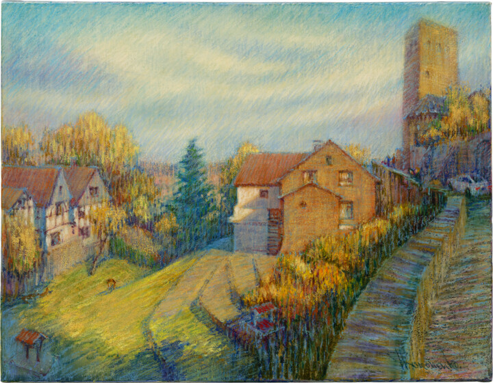 Peinture intitulée "Burg Blankenstein" par Konoko, Œuvre d'art originale, Huile