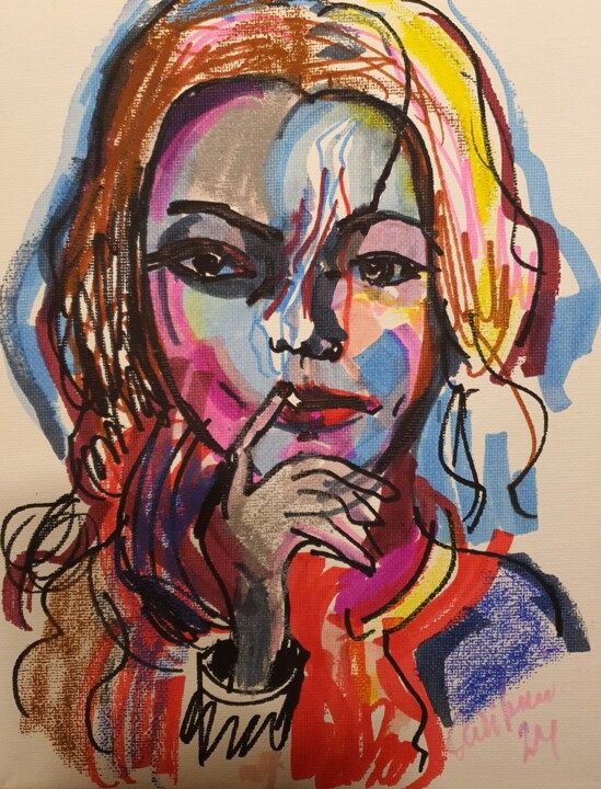Portrait of a young WOMAN 2 图画, 9.8x7.9 in