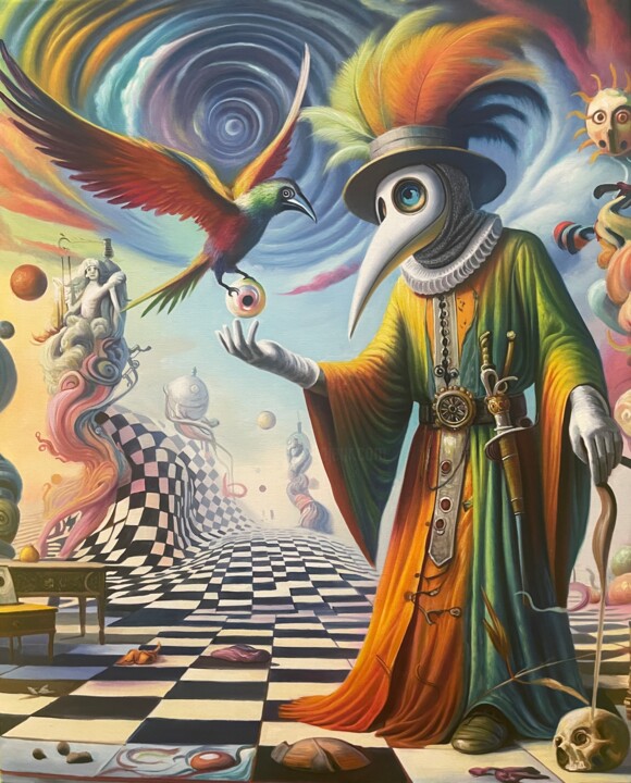 Eclipse of the Plague Doctor 绘画, 39.4x31.5 in
