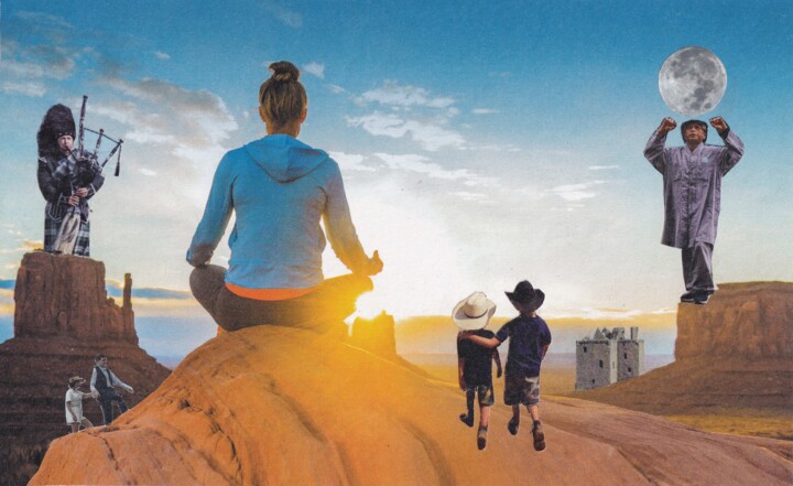 Collages titled "Meditation" by Emilie Desault, Original Artwork, Collages