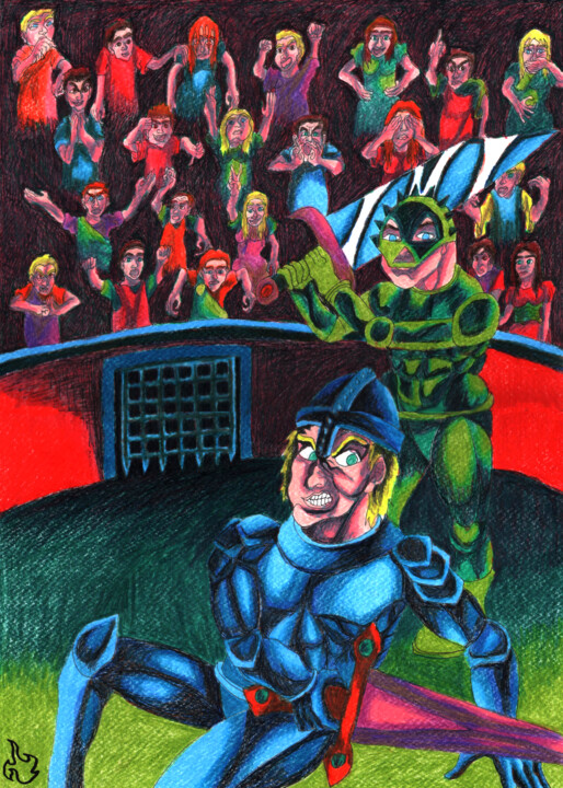 Guerrier versus gladiateur 图画, 16.5x11.7 in