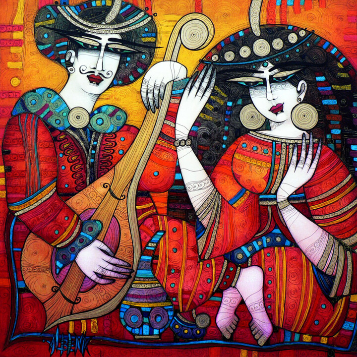 Peinture intitulée "Il était une fois..…" par Albena Vatcheva, Œuvre d'art originale, Huile Monté sur Châssis en bois