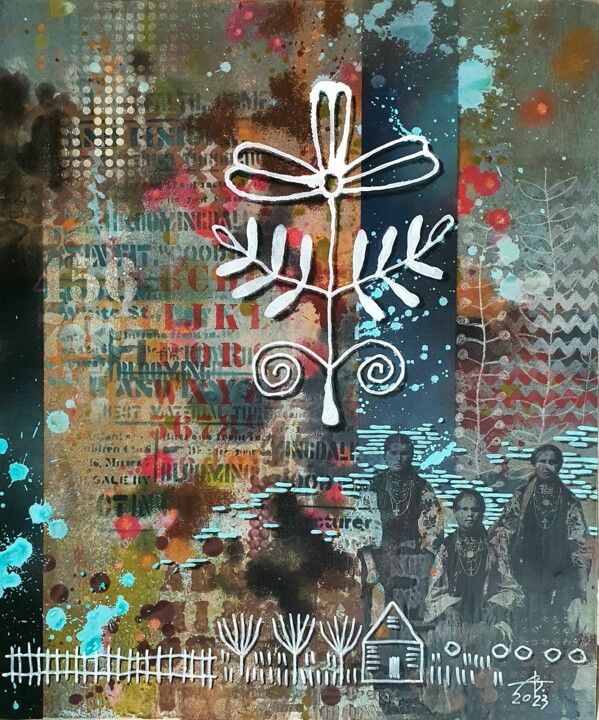 Painting titled "Каміння летить, про…" by Olena Bu Shdid, Original Artwork, Acrylic