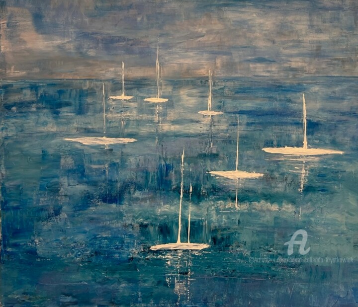 Peinture intitulée "Saint-Tropez" par Agata Caliendo - Krystkowiak, Œuvre d'art originale, Acrylique