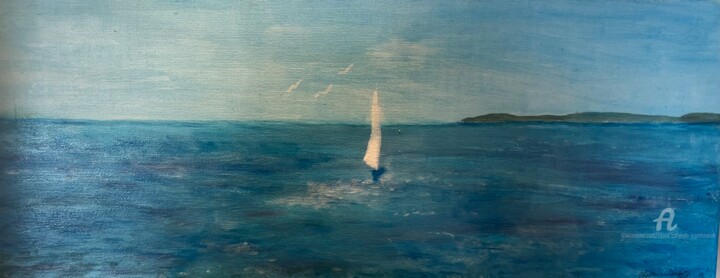 Peinture intitulée "La Mer Mediterranee" par Agata Caliendo - Krystkowiak, Œuvre d'art originale, Acrylique