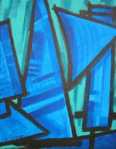 Peinture intitulée "Voiles oranges 4" par Guy Terrier, Œuvre d'art originale