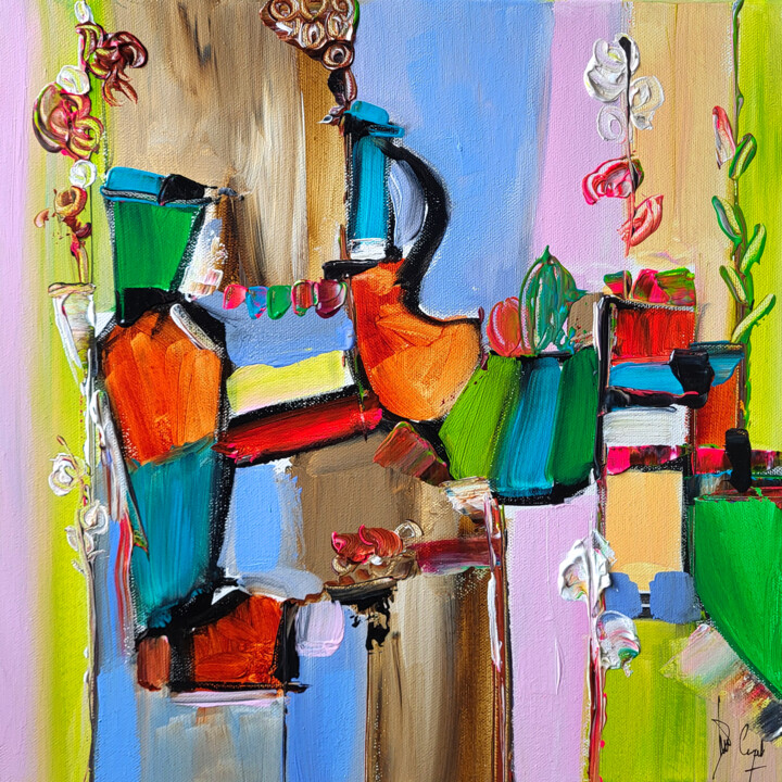 Couleurs thé ou café 绘画, 15.8x15.8 in