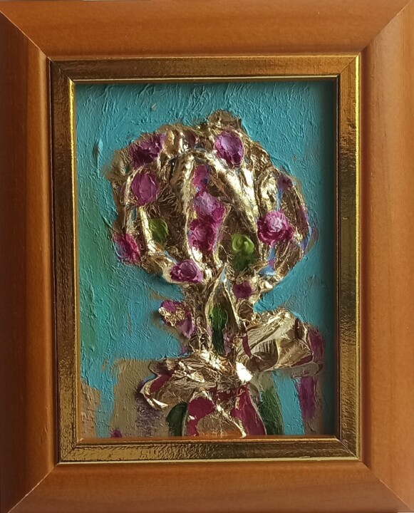 Optimistic Painting, Bouquet Original, Impasto Artwork 绘画, 3.2x2.4 in