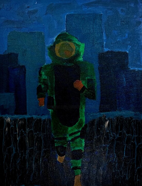 Painting titled "Running To Danger" by Timothy Colomer, Original Artwork, Acrylic Mounted on Wood Stretcher frame