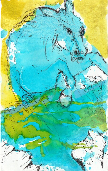 Cheval en chute Σχέδιο, 7,9x4,7 in