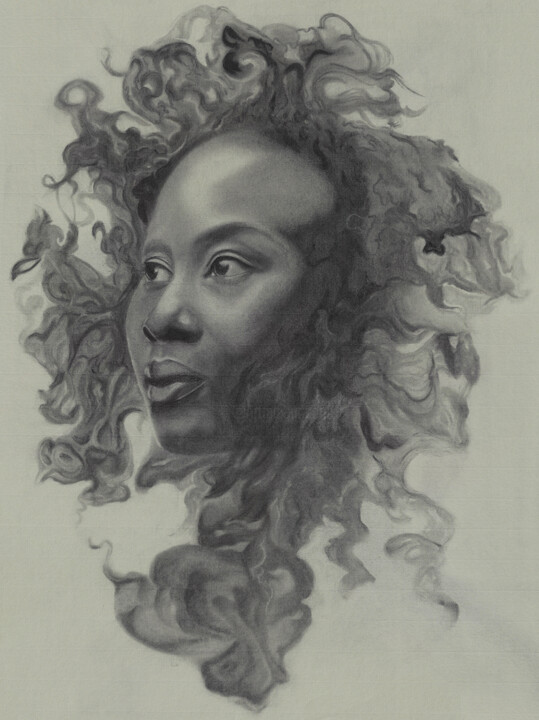 Drawing titled ""Fortitude"" by Michael K Davis, Original Artwork, Charcoal Mounted on Cardboard