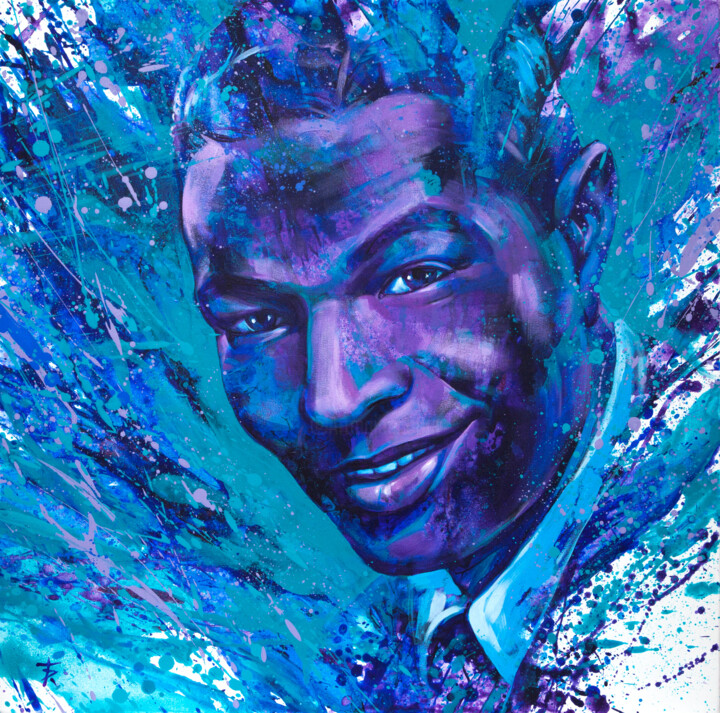 Painting titled "Portrait of Nat Kin…" by Robert Tretyakov, Original Artwork, Acrylic Mounted on Wood Stretcher frame