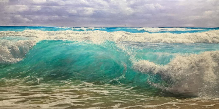 Peinture intitulée "Crashing Waves" par Nuwan Darshana, Œuvre d'art originale, Acrylique