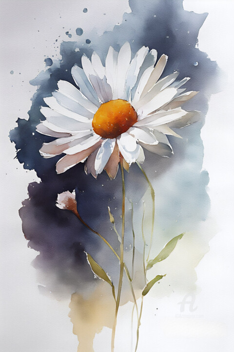 Malarstwo zatytułowany „Chamomile” autorstwa Anna Russo, Oryginalna praca, Akwarela