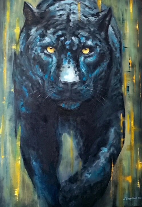 Oilpainting Panther 绘画, 31.5x23.6 in