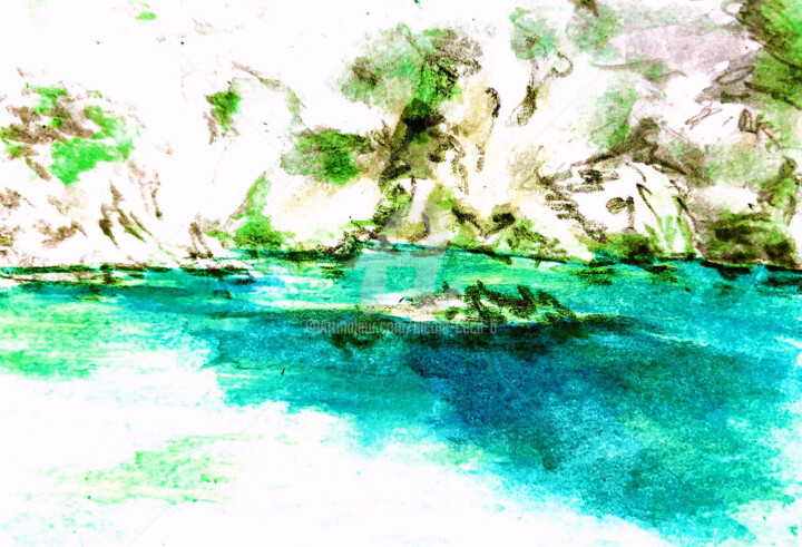 Painting titled "Ponza" by Nicole Cecil B, Original Artwork, Watercolor