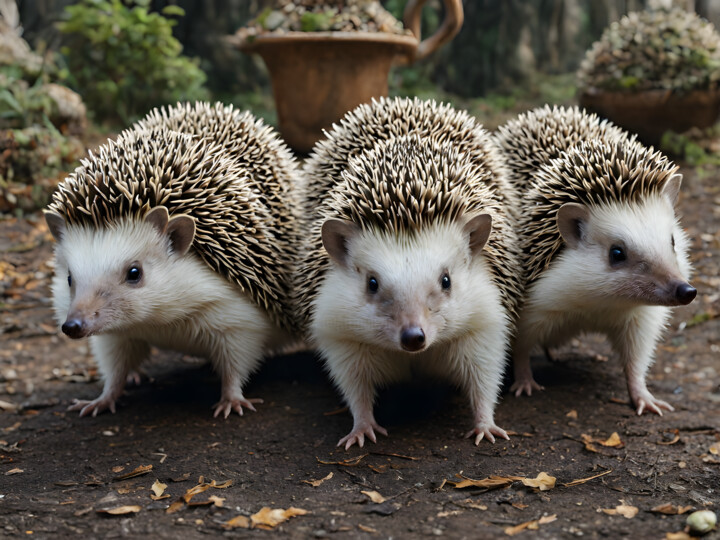 Famille d'Hérissons dans le Jardin 数字艺术