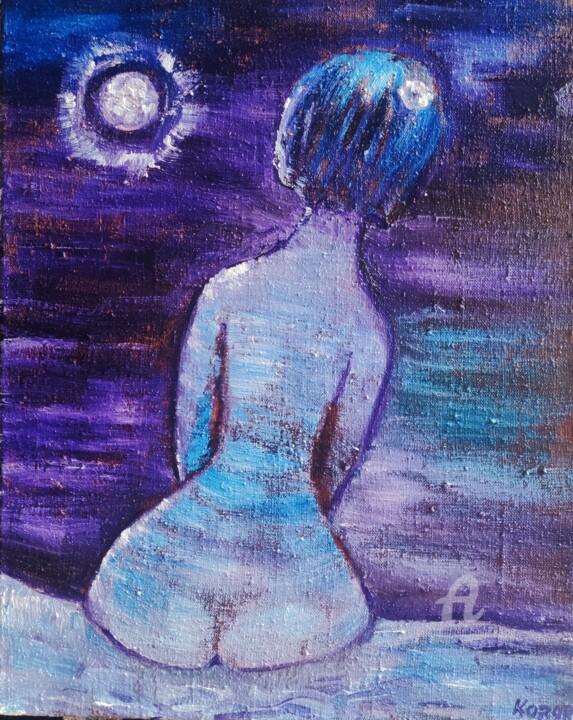 Nu au clair de lune 绘画, 19.7x15.8 in
