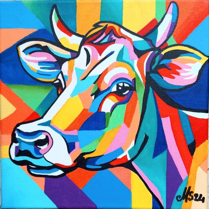 la cubi-vache 绘画, 11.8x11.8 in