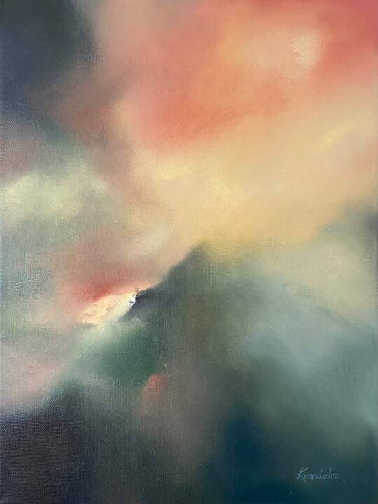 Painting titled "Small yellow fog ("…" by Ekaterina Sieedugina (Kordeliz), Original Artwork, Oil