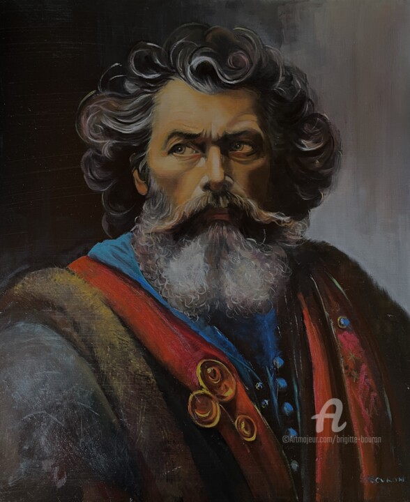 Painting titled "Portrait d'IGOR" by Brigitte Bouron, Original Artwork, Oil