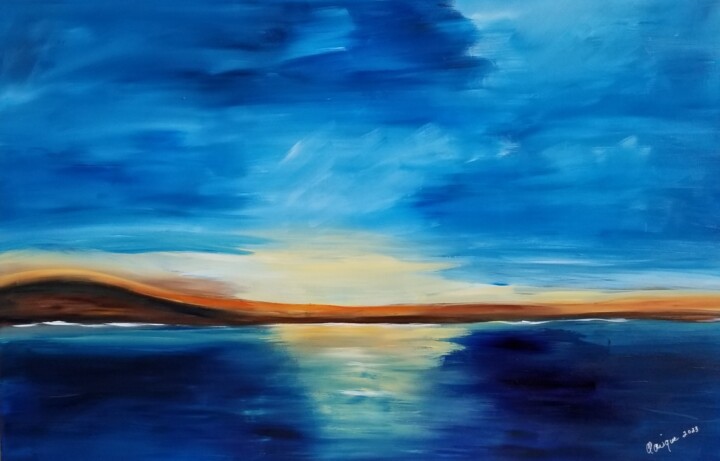 Pintura intitulada "Last sunset" por Johanne Monique Dufour (Monique J Dufour), Obras de arte originais, Acrílico