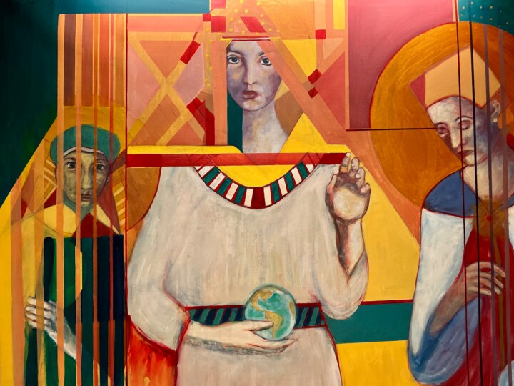 Painting titled "Dualité" by Evangeli Papavassiliou, Original Artwork, Acrylic