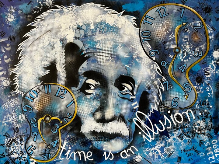 EINSTEIN,time is an illusion 绘画, 35.4x47.2 in