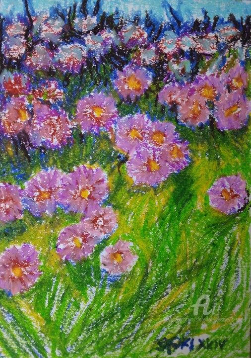 Les fleurs:detail de mon jardin Painting, 11.8x7.9 in