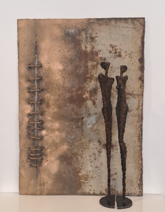 Sculptuur getiteld "Love couple statue…" door Brano Brody, Origineel Kunstwerk, Metalen