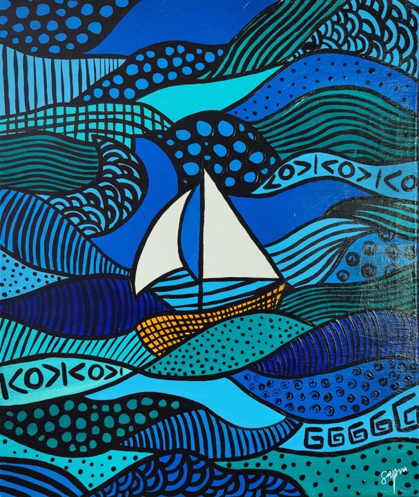 Bateau à voile Malarstwo, 23,6x19,7 in