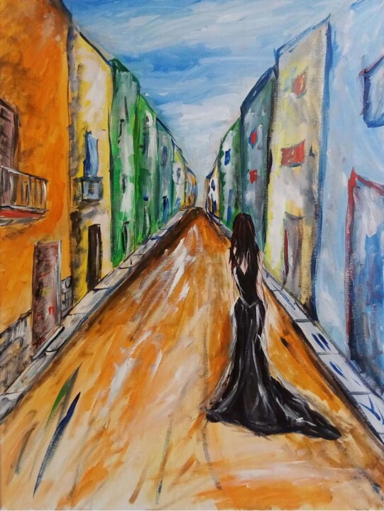 DONNA IN NERO 绘画, 31.5x23.6 in